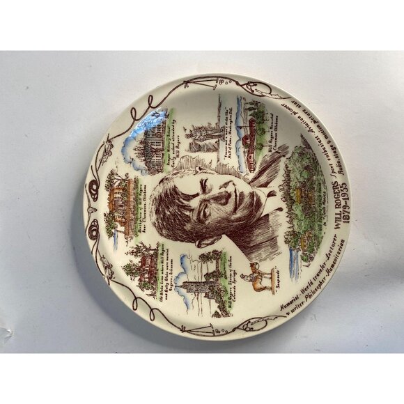 Will Rogers Commemorative Collectors Plate By Vernon Kilns 10" Ceramic - Picture 13 of 16